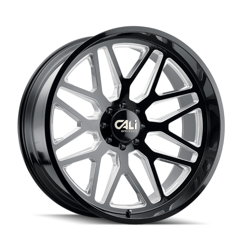 Cali Off-Road 9115 Invader 22x12 / 8x165.1 BP / -51mm Offset / 125.2mm Hub Gloss Black Milled Wheel