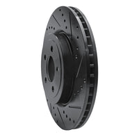 R1 Concepts R1 09-23 Dodge Challenger Front Right Drilled & Slotted Black Brake Rotor