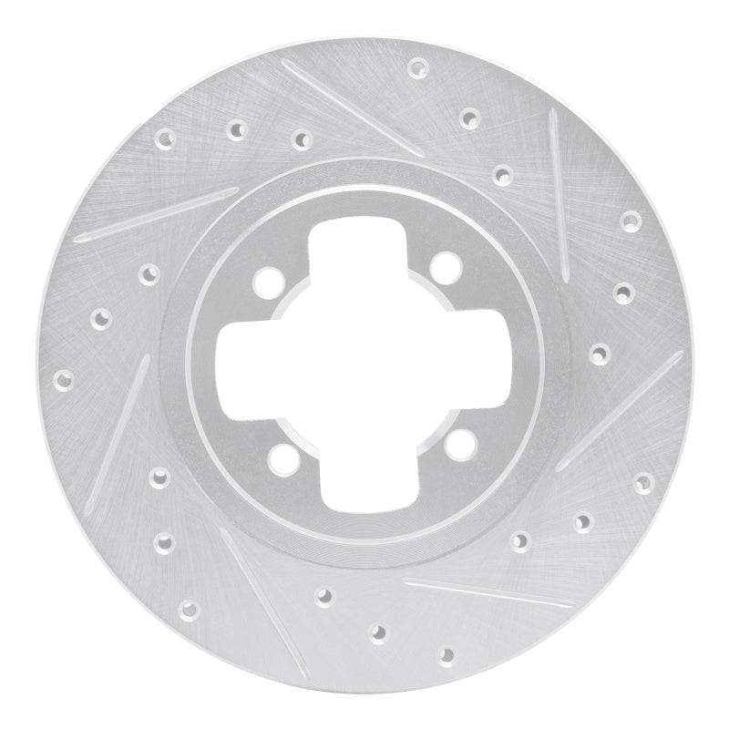 R1 Concepts R1 81-88 Nissan Maxima Front Right Drilled & Slotted Silver Brake Rotor
