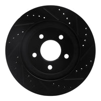 R1 Concepts R1 05-14 Ford Mustang Rear Left Drilled & Slotted Black Brake Rotor