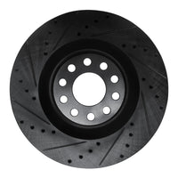 R1 Concepts R1 01-03 Audi S8 Front Left Drilled & Slotted Black Brake Rotor