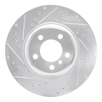 R1 Concepts R1 02-08 BMW 745LI Front Left Drilled & Slotted Silver Brake Rotor