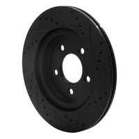 R1 Concepts R1 05-14 Ford Mustang Rear Left Drilled & Slotted Black Brake Rotor