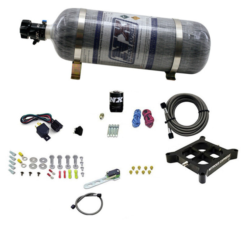 Nitrous Express Dry Single Entry Billet Crossbar Plate System 100-500hp (4150) w/12lb Carbon Bottle