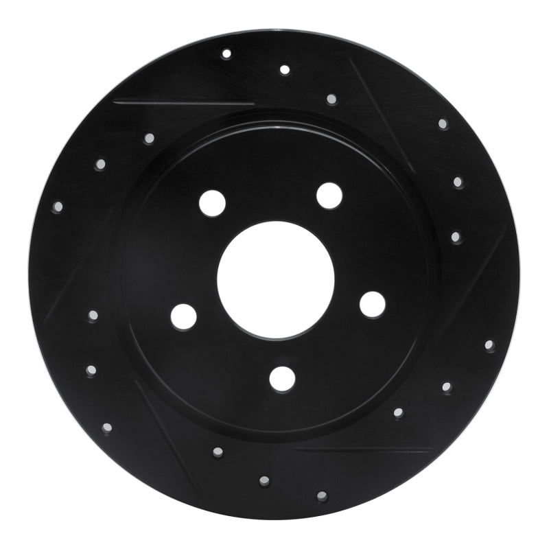 R1 Concepts R1 2021-2025 Hyundai Santa Fe Rear Right Drilled & Slotted Black Brake Rotor
