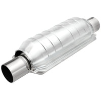 MagnaFlow Univ Cat Conv 2in Inlet/Outlet Ctr/Ctr Round 11in Body L x 5.125in W x 15in Overall L
