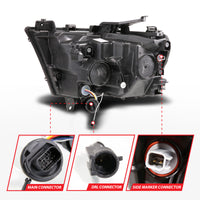 ANZO 19-24 RAM 1500 (New Body/OE Halogen) Full LED Proj Headlights DRL/SeqSig Black - Pass. Side