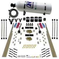Nitrous Express 8 Cyl Dry Direct Port Dual Stage 4 Solenoids Nitrous Kit (200-600HP) w/15lb Bottle