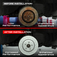 R1 Concepts R1 14-19 Hyundai Tucson Rear Drill/Slot Carbon Coated Rotor Set w/Optimum Pads