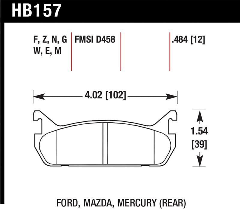 Hawk Performance Hawk 89-93 Miata Blue 9012 Race Rear Brake Pads D458