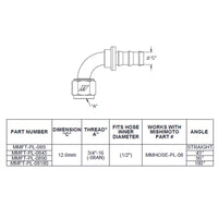 Mishimoto 180 Degree Push Lock Fitting - 8AN