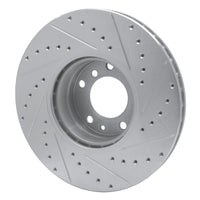 R1 Concepts R1 91-01 BMW 850CI Front Left Drilled & Slotted Silver Brake Rotor