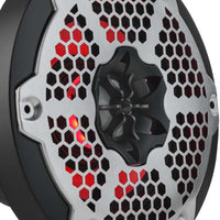 DS18 Hybrid Marine Speaker w/ Driver And RGB LEDs 6.5in 2-Way 250 Watts RMS 4 ohm Black w/ Covers