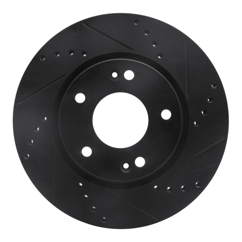 R1 Concepts R1 01-05 Hyundai Santa Fe Front Right Drilled & Slotted Black Brake Rotor