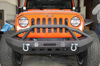 Fishbone Offroad 07-18 Jeep Wrangler Front Winch Bumper W/LEDs Full Width - Blk Textured Powdercoat
