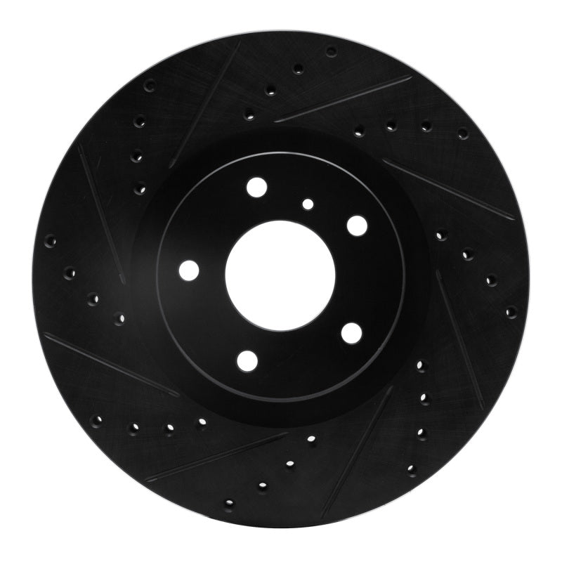 R1 Concepts R1 03-23 Infiniti EX35 Front Left Drilled & Slotted Black Brake Rotor