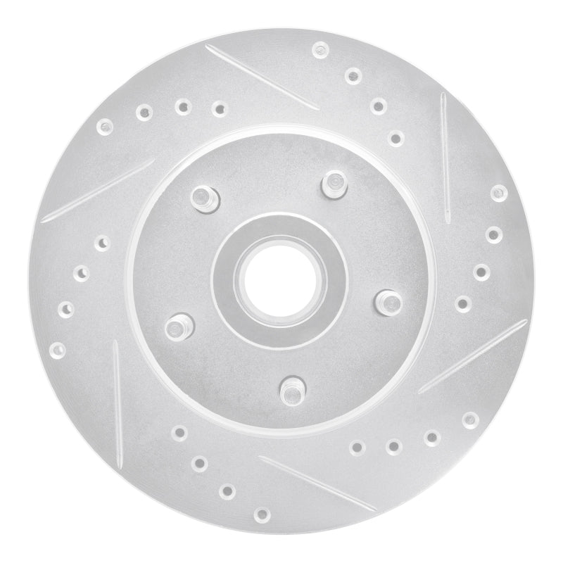 R1 Concepts R1 87-92 Lincoln Mark VII Front Right Drilled & Slotted Silver Brake Rotor