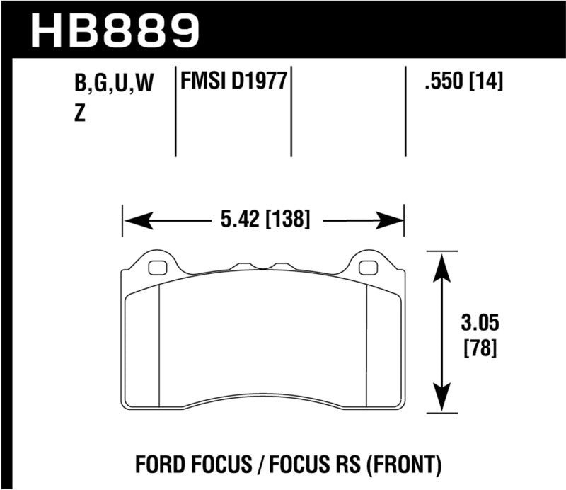 Hawk Performance Hawk 2017 Ford Focus DTC-60 Race Front Brake Pads