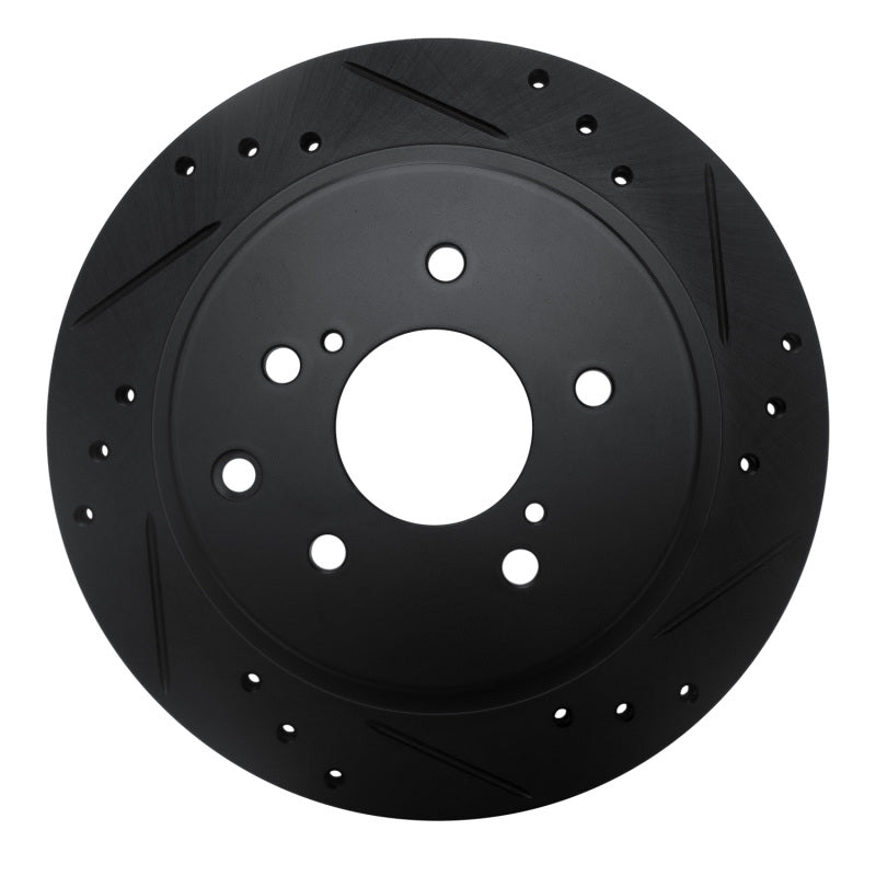 R1 Concepts R1 89-96 Nissan 300ZX Rear Right Drilled & Slotted Black Brake Rotor