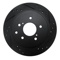 R1 Concepts R1 89-96 Nissan 300ZX Rear Right Drilled & Slotted Black Brake Rotor
