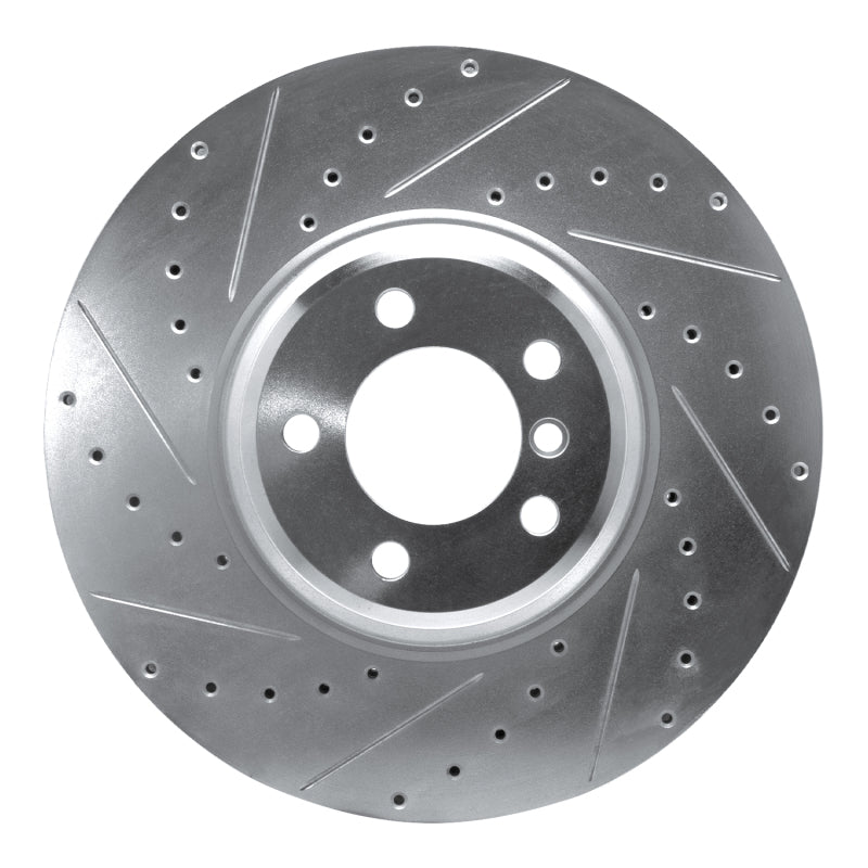 R1 Concepts R1 07-08 BMW ALPINA B7 Front Left Drilled & Slotted Silver Brake Rotor