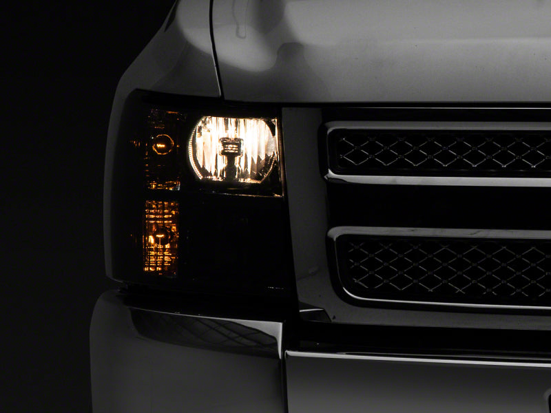 Raxiom 07-14 Chevrolet Silverado 1500 HD Axial OEM Rep Headlights- Chrome Housing- Smoked Lens
