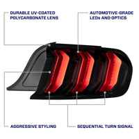 Form Lighting 2015-2023 Ford Mustang LED Tail Lights Red (Pair)