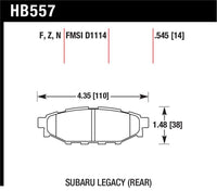 Hawk Performance Hawk 08 WRX Rear HP+ Street Brake Pads