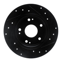 R1 Concepts R1 2016-2025 Honda Civic Coupe Rear Left Drilled & Slotted Black Brake Rotor