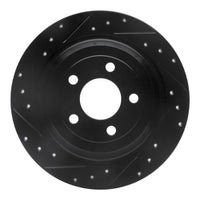R1 Concepts R1 15-23 Ford Mustang Rear Left Drilled & Slotted Black Brake Rotor