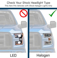 Raxiom 15-17 Ford F-150 G3 Projector Headlights w/ LED Accent- Black Housing (Clear Lens)