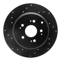 R1 Concepts R1 07-17 Acura ZDX Rear Left Drilled & Slotted Black Brake Rotor
