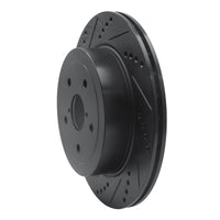 R1 Concepts R1 05-07 Subaru Impreza Rear Left Drilled & Slotted Black Brake Rotor