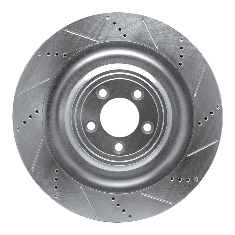 R1 Concepts R1 08-09 Jaguar XKR Left Front Drilled & Slotted Silver Brake Rotor