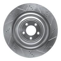 R1 Concepts R1 08-09 Jaguar XKR Left Front Drilled & Slotted Silver Brake Rotor