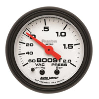 Autometer Phantom 2-1/16in 60CM/HG - 2.0 Bar - Mechanical Gauge