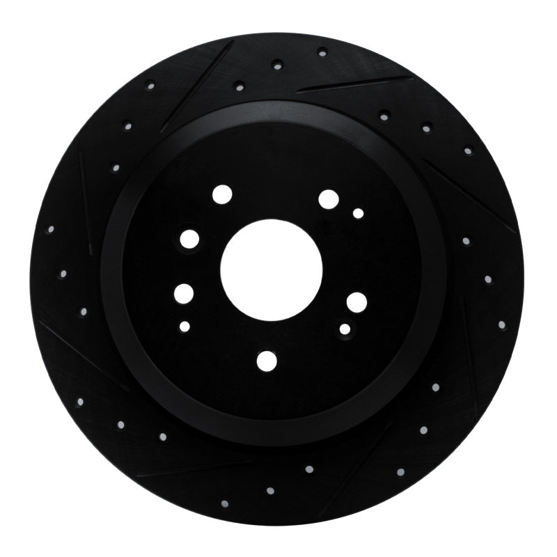 R1 Concepts R1 14-16 Acura MDX Rear Left Drilled & Slotted Black Brake Rotor