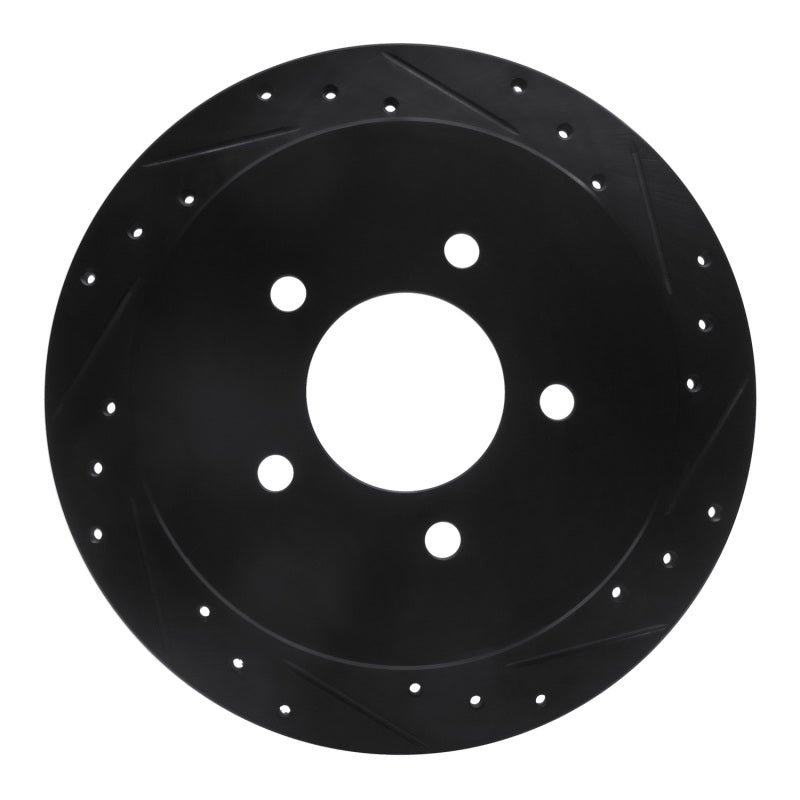 R1 Concepts R1 97-04 Ford F-150 RWD Rear Right Drilled & Slotted Black Brake Rotor