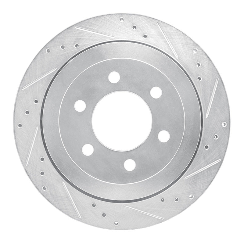 R1 Concepts R1 07-17 Ford Expedition Rear Right Drilled & Slotted Silver Brake Rotor