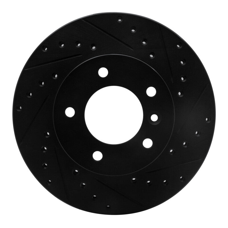 R1 Concepts R1 90-97 Jaguar XJ6 Front Right Drilled & Slotted Black Brake Rotor