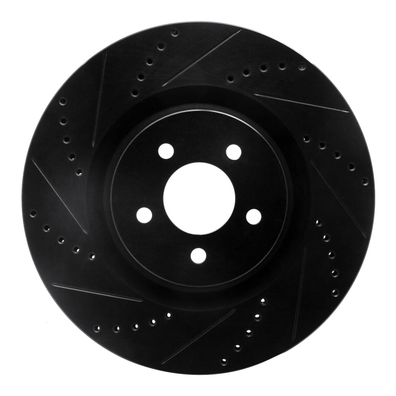 R1 Concepts R1 07-14 Ford Mustang Front Left Drilled & Slotted Black Brake Rotor