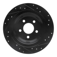 R1 Concepts R1 15-23 Ford Mustang Rear Left Drilled & Slotted Black Brake Rotor