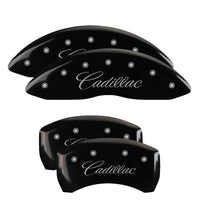 MGP 4 Caliper Covers Engraved Front & Rear Cursive/Cadillac Black finish silver ch