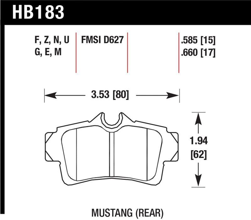 Hawk Performance Hawk 01 Ford Mustang Bullitt / 94, 96-99, 01, 03-04 Cobra / 03-04 Mach 1 DTC-60 Race Rear Brake Pads
