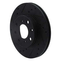 R1 Concepts R1 90-00 Honda Civic Wagon Front Left Drilled & Slotted Black Brake Rotor