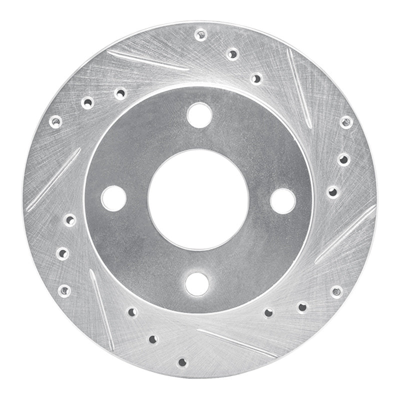 R1 Concepts R1 81-94 Ford EXP Front Right Drilled & Slotted Silver Brake Rotor