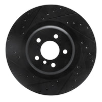 R1 Concepts R1 10-14 BMW X5 Rear Left Drilled & Slotted Black Brake Rotor