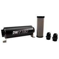 DeatschWerks Stainless Steel 10AN 10 Micron Universal Inline Fuel Filter Housing Kit (160mm)