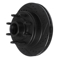 R1 Concepts R1 86-94 Ford E-250 Econoline Club Wagon Front Right Drilled & Slotted Black Brake Rotor