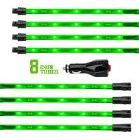 XKGLOW XK Glow Tube Single Color Underglow LED Accent Light Car/Truck Kit Green - 8x24In